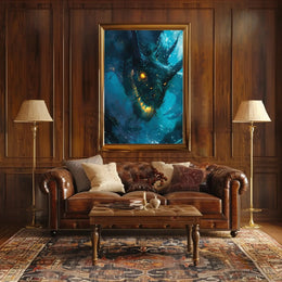 Fantasy Sea Monster in Mystical Depths Artistic Poster PosterGoat