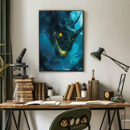 Fantasy Sea Monster in Mystical Depths Artistic Poster PosterGoat