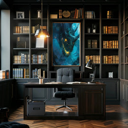 Fantasy Sea Monster in Mystical Depths Artistic Poster PosterGoat
