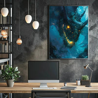 Fantasy Sea Monster in Mystical Depths Artistic Poster PosterGoat