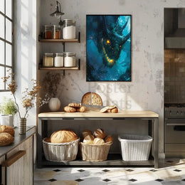Fantasy Sea Monster in Mystical Depths Artistic Poster PosterGoat
