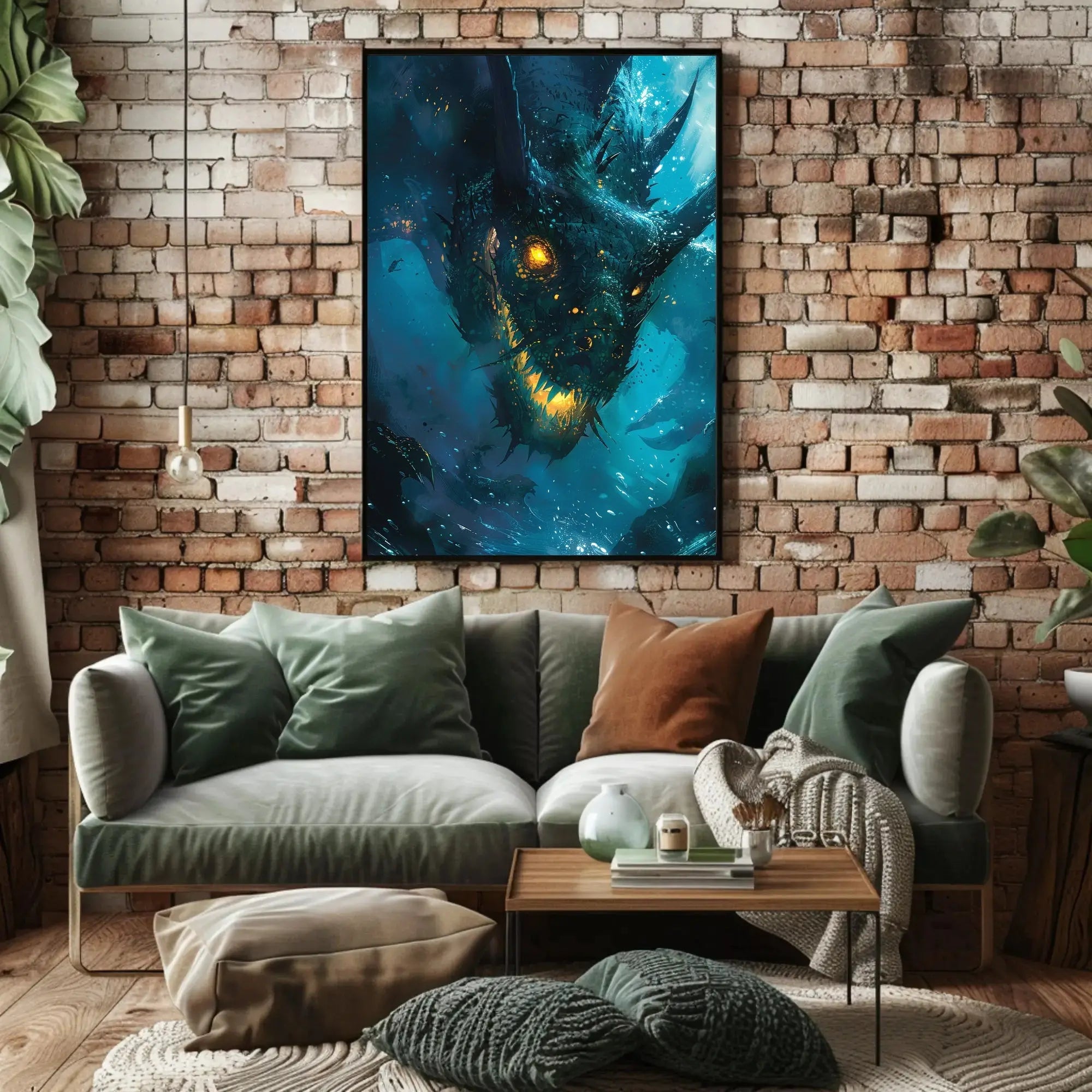Fantasy Sea Monster in Mystical Depths Artistic Poster PosterGoat