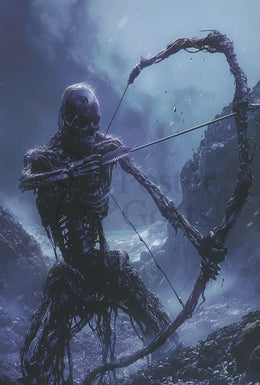 Fantasy Skeletal Archer in Ominous Dark Setting - Artistic Poster PosterGoat