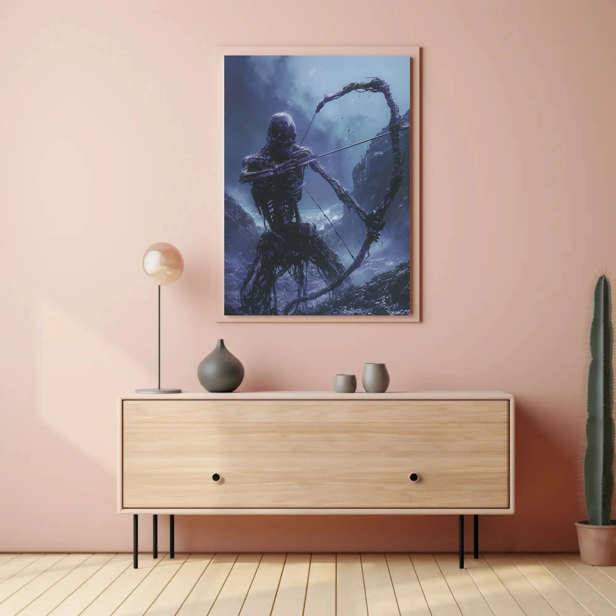 Fantasy Skeletal Archer in Ominous Dark Setting - Artistic Poster PosterGoat