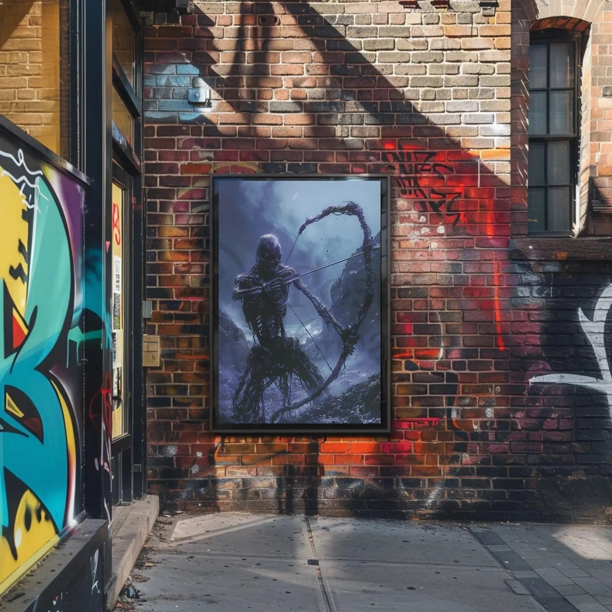 Fantasy Skeletal Archer in Ominous Dark Setting - Artistic Poster PosterGoat