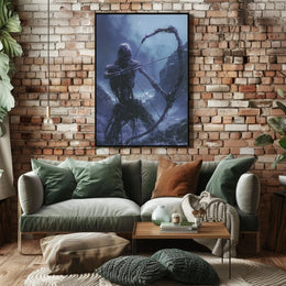 Fantasy Skeletal Archer in Ominous Dark Setting - Artistic Poster PosterGoat