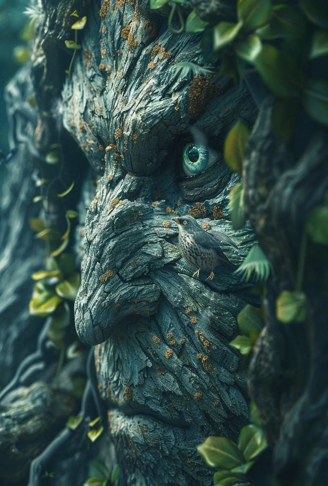 Fantasy Tree Spirit Enchantment, Artistic Pop Culture Poster PosterGoat