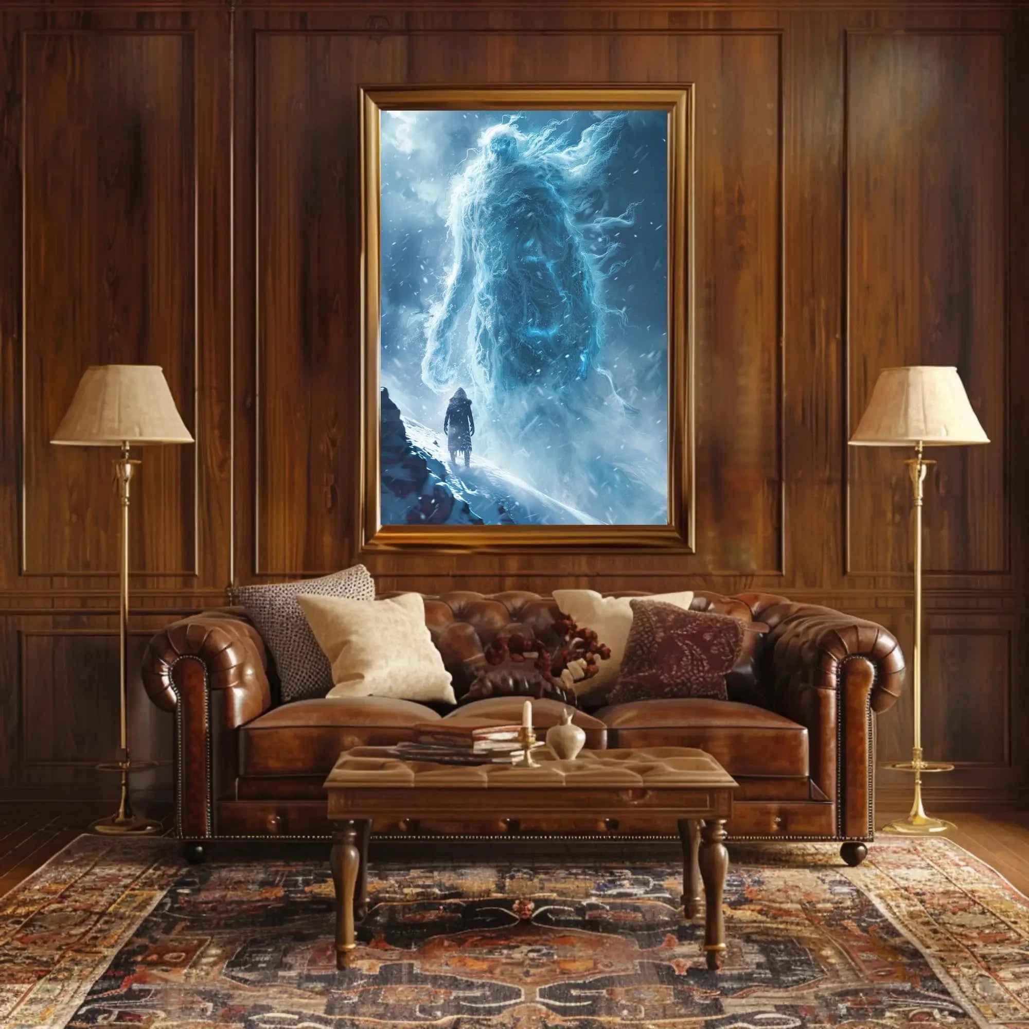 Fantasy Winter Realm: Majestic Icy Journey Artistic Poster PosterGoat