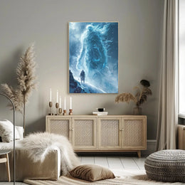 Fantasy Winter Realm: Majestic Icy Journey Artistic Poster PosterGoat