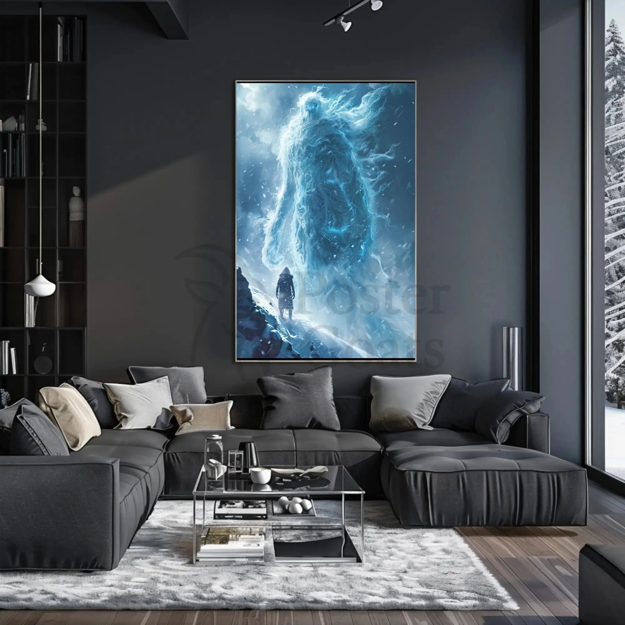 Fantasy Winter Realm: Majestic Icy Journey Artistic Poster PosterGoat
