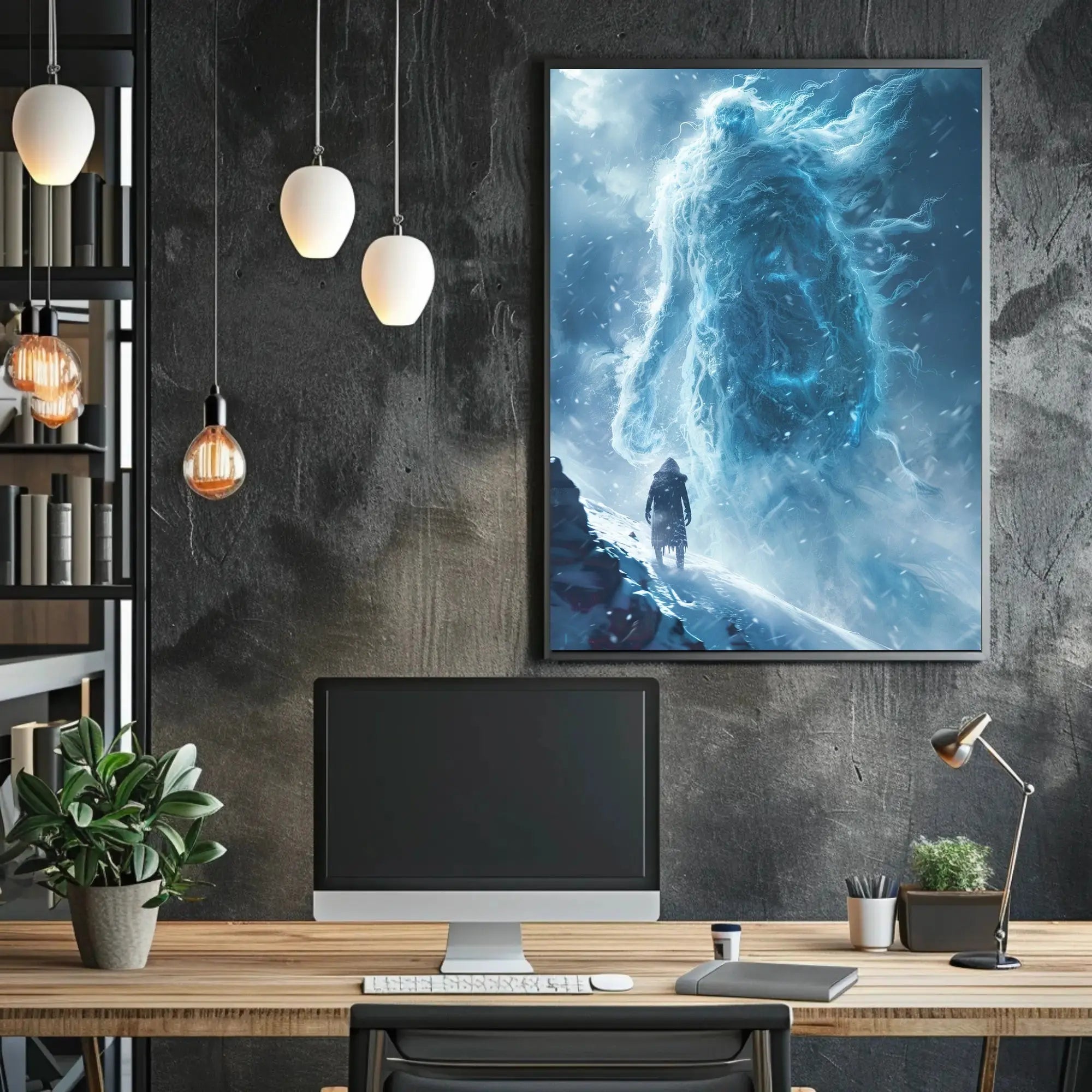 Fantasy Winter Realm: Majestic Icy Journey Artistic Poster PosterGoat