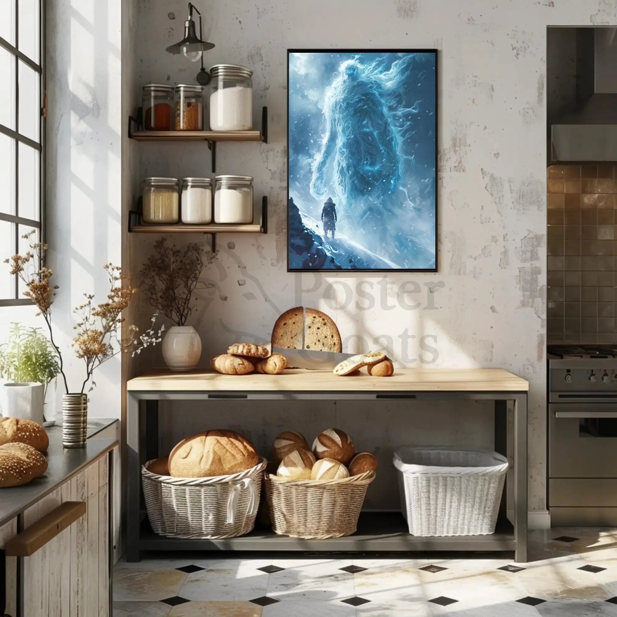 Fantasy Winter Realm: Majestic Icy Journey Artistic Poster PosterGoat