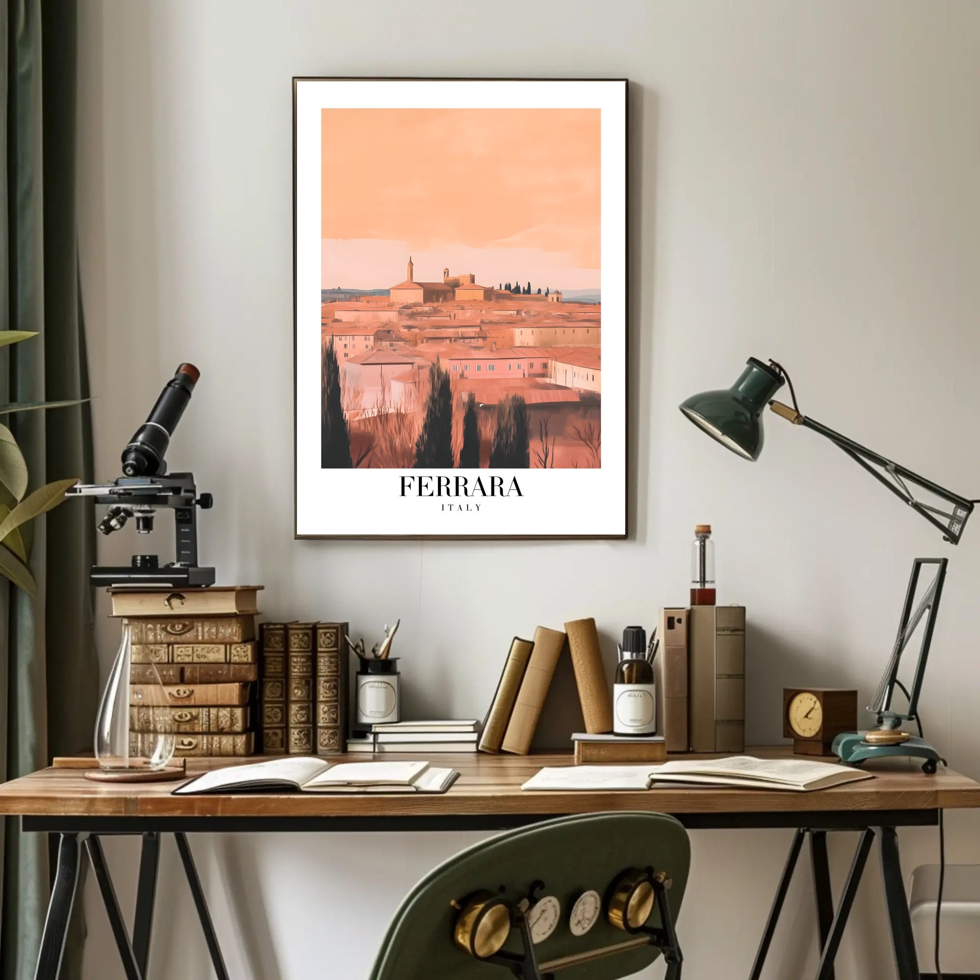 Ferrara Italian Cityscape Vintage Travel Poster PosterGoat