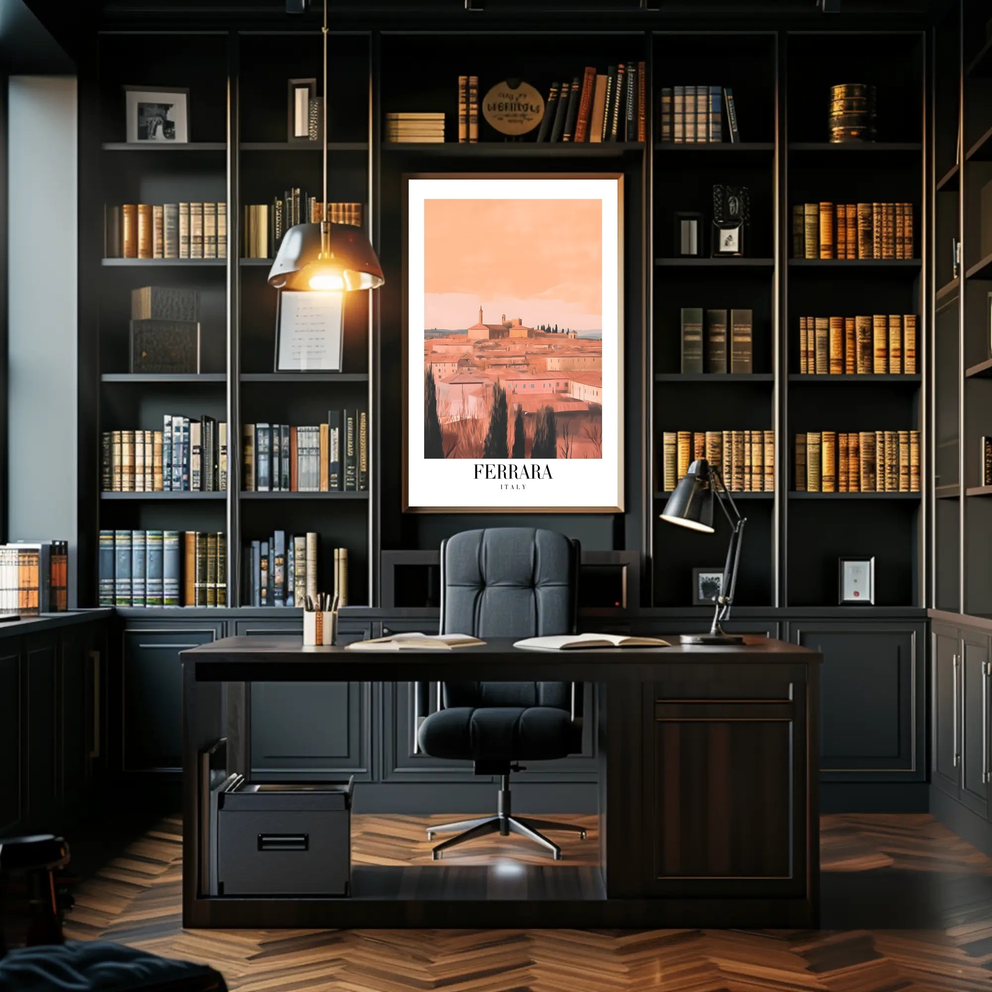 Ferrara Italian Cityscape Vintage Travel Poster PosterGoat