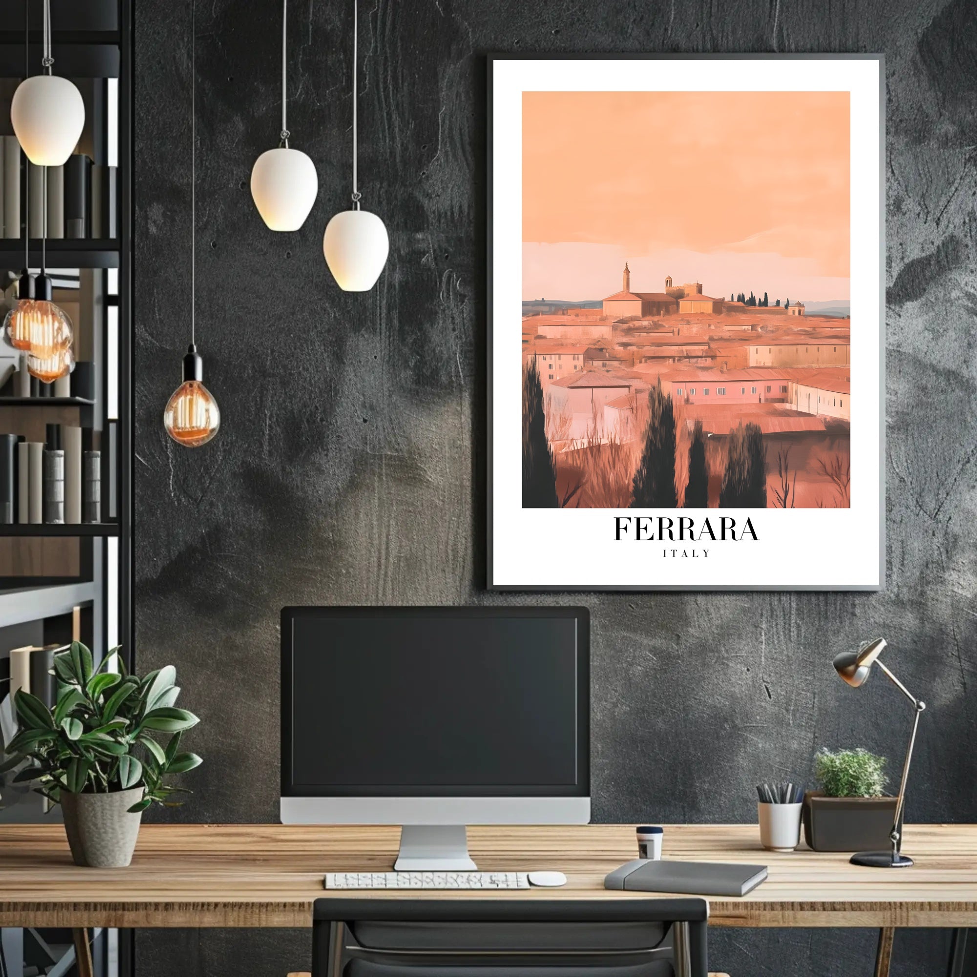 Ferrara Italian Cityscape Vintage Travel Poster PosterGoat