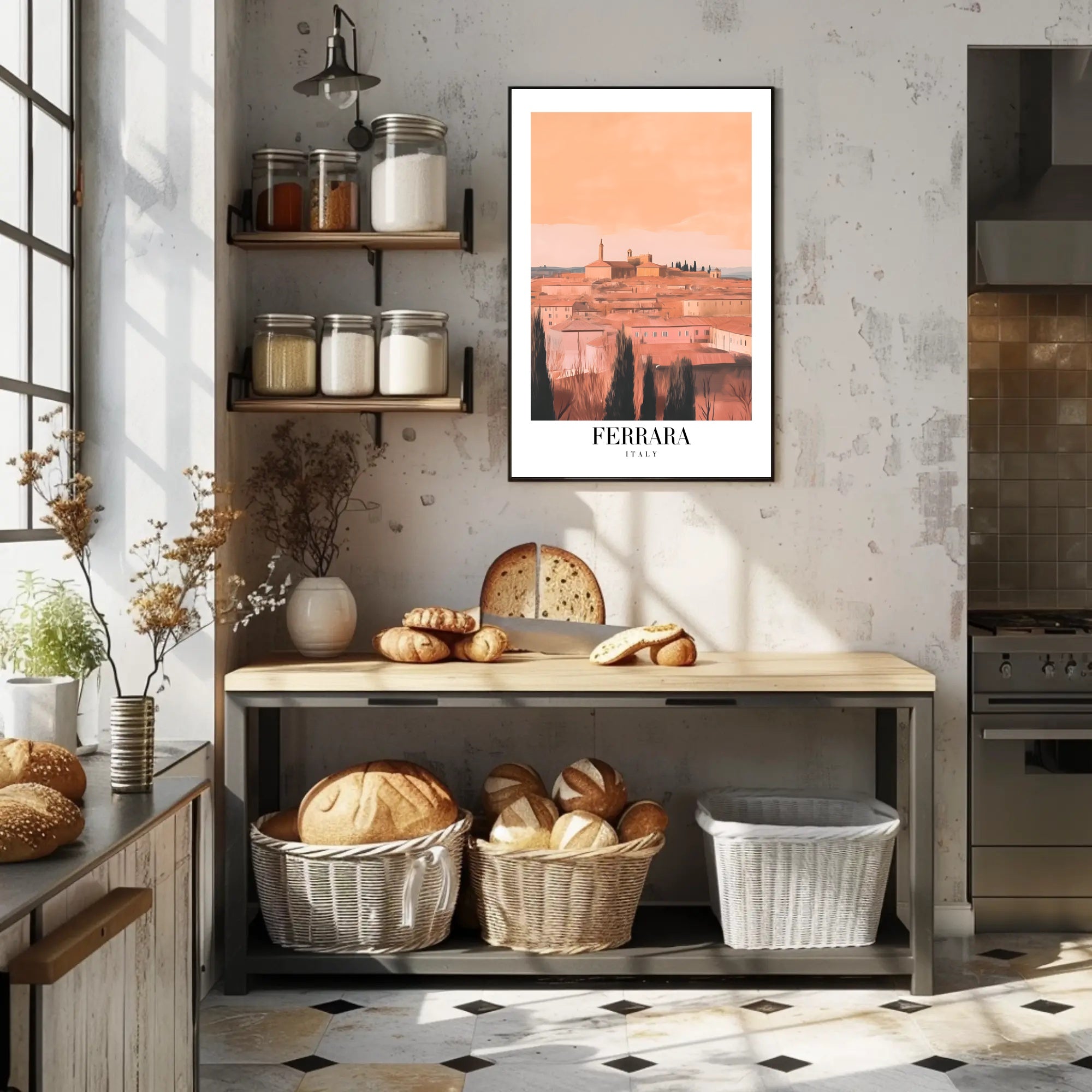 Ferrara Italian Cityscape Vintage Travel Poster PosterGoat