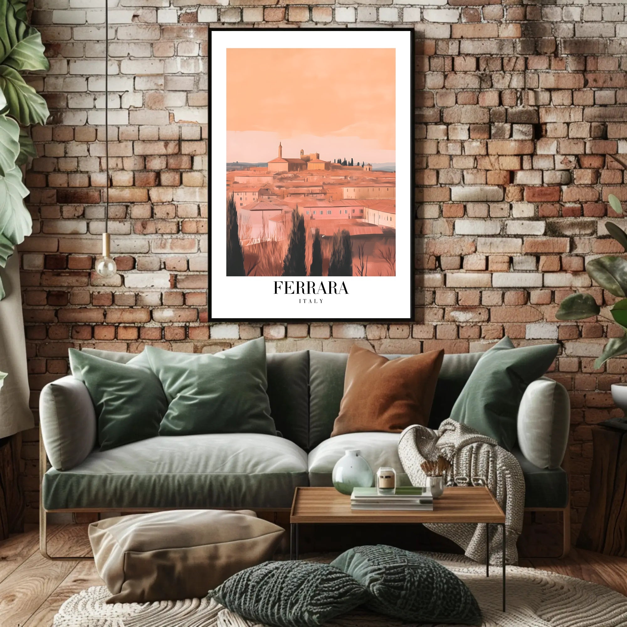 Ferrara Italian Cityscape Vintage Travel Poster PosterGoat
