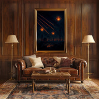 Fiery Chaos Over Cityscape: Futuristic Sci-Fi Poster PosterGoat