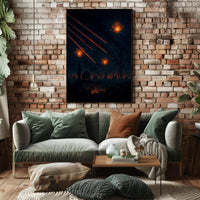 Fiery Chaos Over Cityscape: Futuristic Sci-Fi Poster PosterGoat