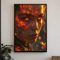 Fiery Elemental Magic Character Vivid Fantasy Sci-Fi Poster PosterGoat