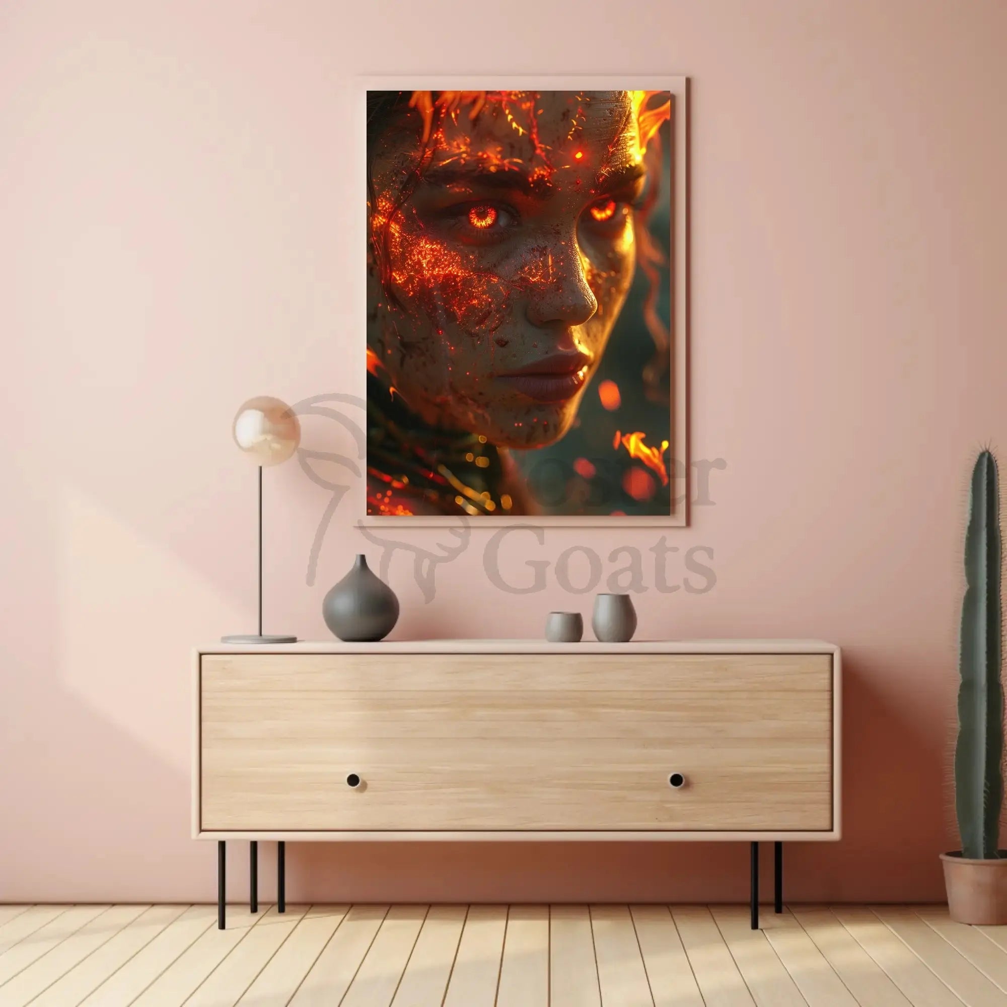 Fiery Elemental Magic Character Vivid Fantasy Sci-Fi Poster PosterGoat