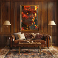 Fiery Elemental Magic Character Vivid Fantasy Sci-Fi Poster PosterGoat