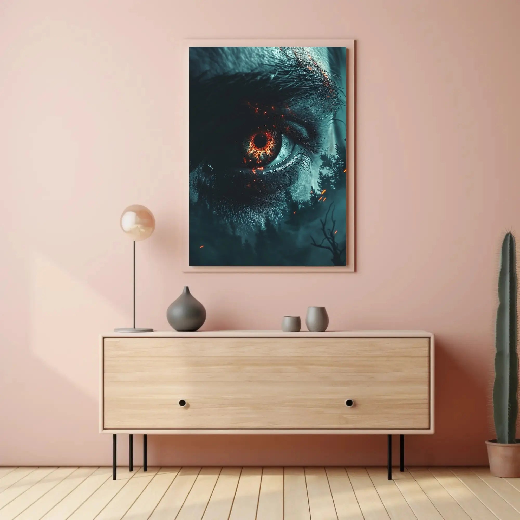 Fiery Mystical Eye Poster in Futuristic Sci-Fi Poster PosterGoat