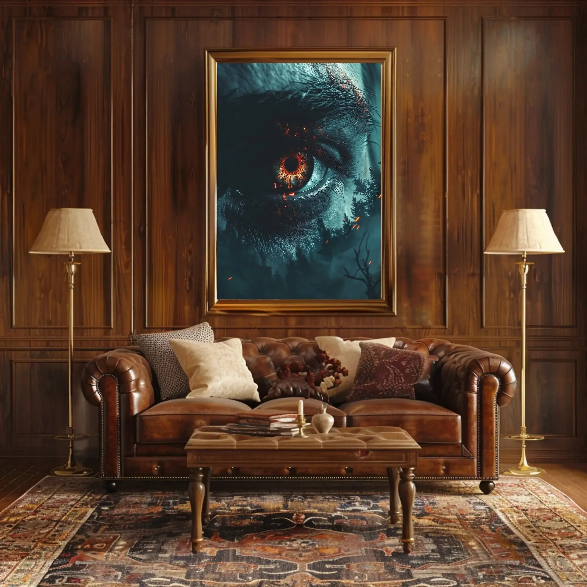 Fiery Mystical Eye Poster in Futuristic Sci-Fi Poster PosterGoat