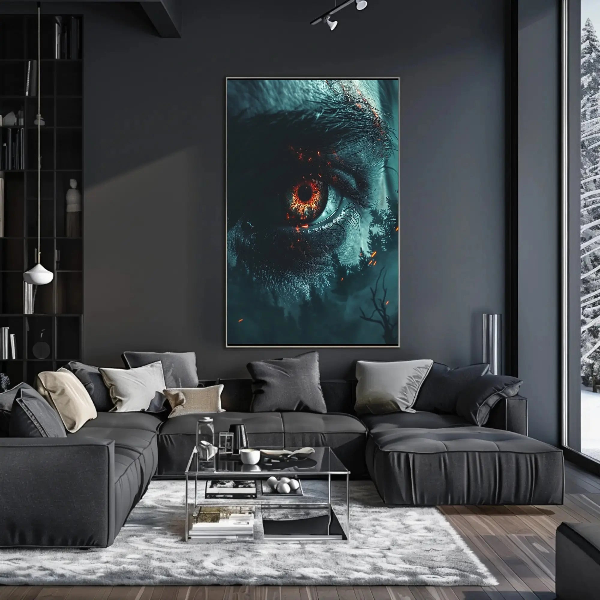Fiery Mystical Eye Poster in Futuristic Sci-Fi Poster PosterGoat