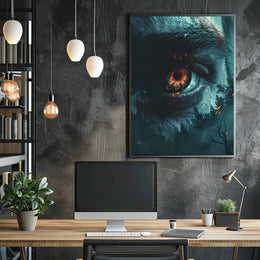 Fiery Mystical Eye Poster in Futuristic Sci-Fi Poster PosterGoat