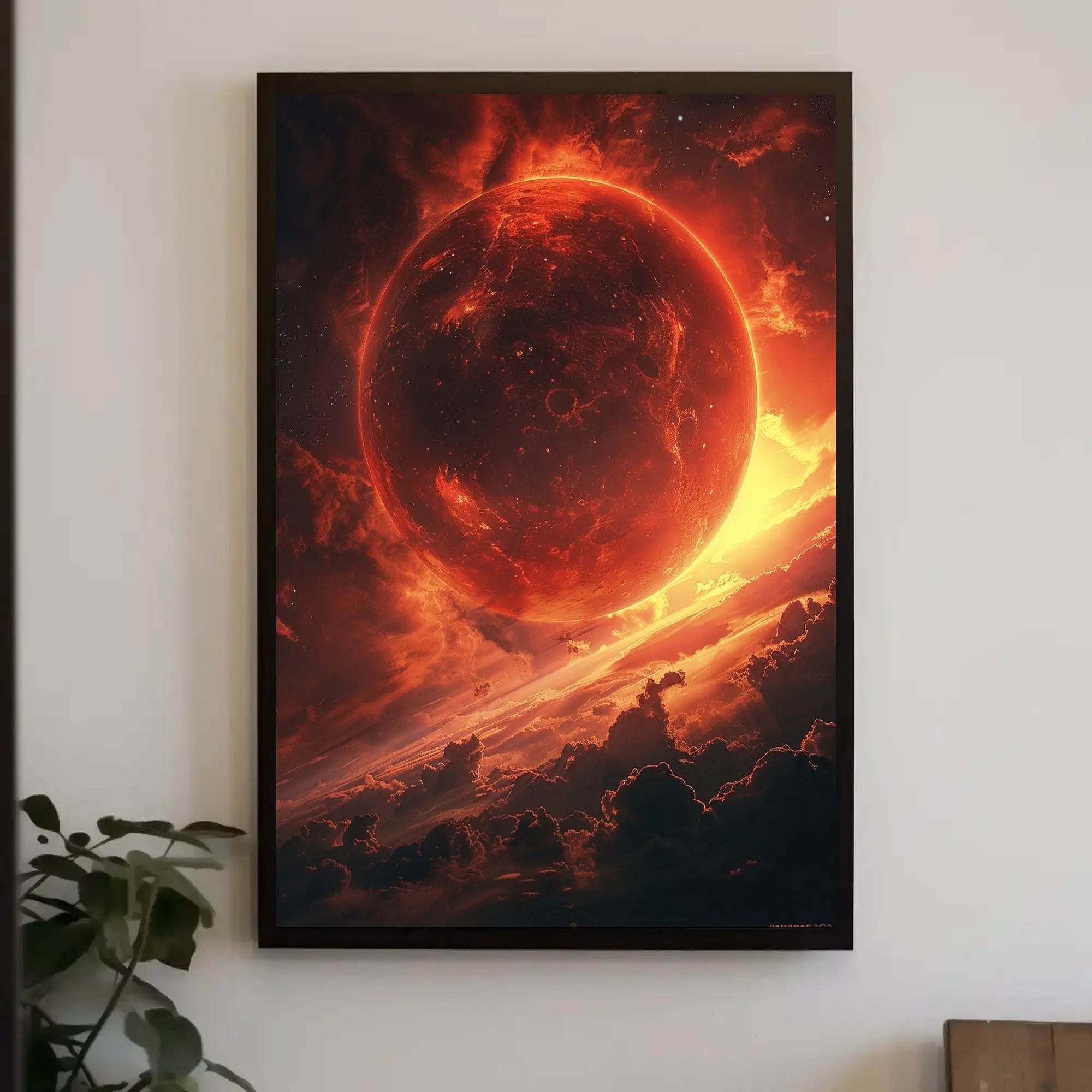 Fiery Planet Celestial Scene Futuristic Sci-Fi Poster PosterGoat