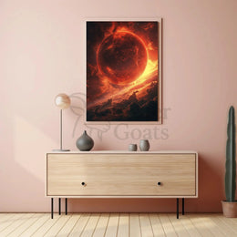 Fiery Planet Celestial Scene Futuristic Sci-Fi Poster PosterGoat