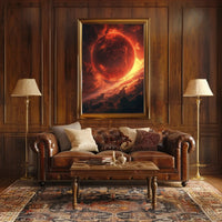 Fiery Planet Celestial Scene Futuristic Sci-Fi Poster PosterGoat