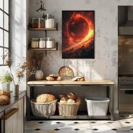 Fiery Planet Celestial Scene Futuristic Sci-Fi Poster PosterGoat