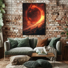 Fiery Planet Celestial Scene Futuristic Sci-Fi Poster PosterGoat