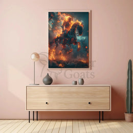 Fiery Spectral Rider Fantasy Art Poster PosterGoat