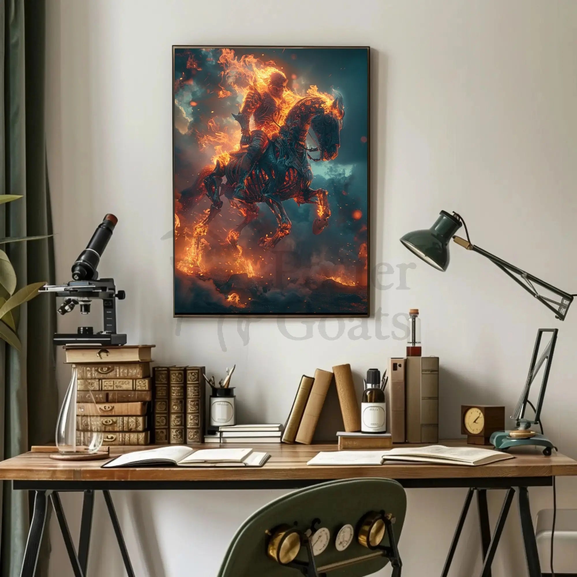 Fiery Spectral Rider Fantasy Art Poster PosterGoat