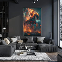 Fiery Spectral Rider Fantasy Art Poster PosterGoat