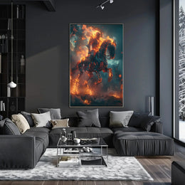 Fiery Spectral Rider Fantasy Art Poster PosterGoat