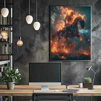 Fiery Spectral Rider Fantasy Art Poster PosterGoat