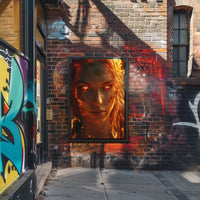 Fiery Transformation Hyper-Realistic Futuristic Sci-Fi Poster PosterGoat