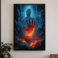 Fiery Transformation in Mythical Realm Sci-Fi Poster PosterGoat