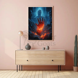 Fiery Transformation in Mythical Realm Sci-Fi Poster PosterGoat