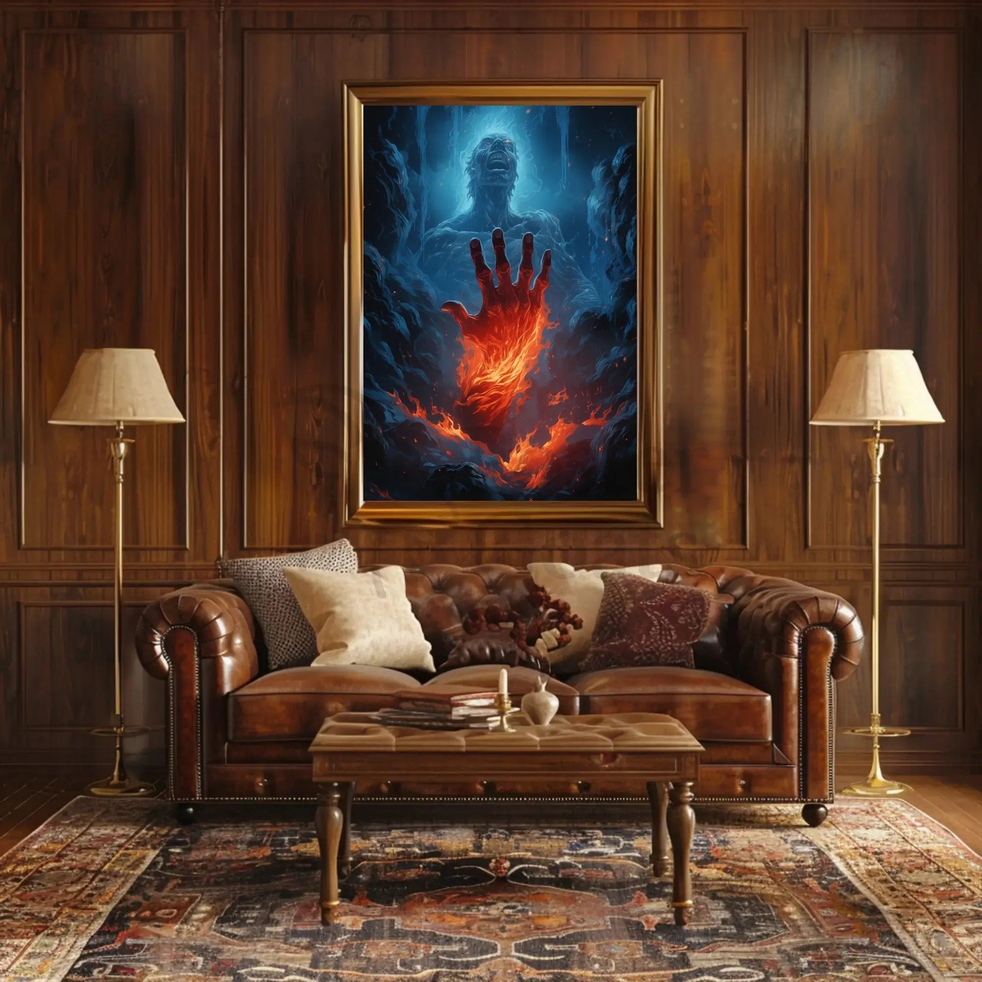 Fiery Transformation in Mythical Realm Sci-Fi Poster PosterGoat