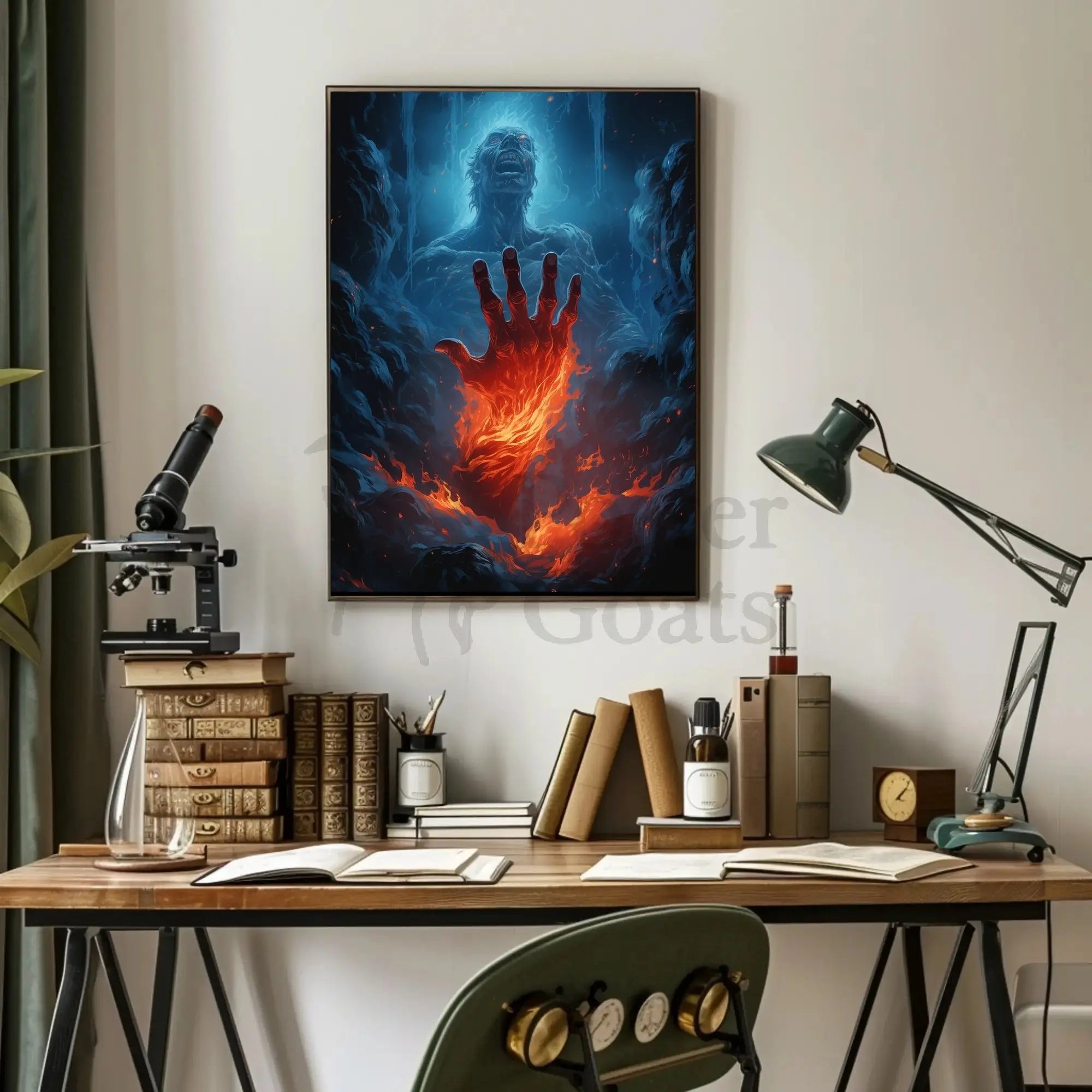Fiery Transformation in Mythical Realm Sci-Fi Poster PosterGoat