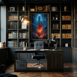 Fiery Transformation in Mythical Realm Sci-Fi Poster PosterGoat