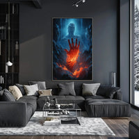 Fiery Transformation in Mythical Realm Sci-Fi Poster PosterGoat