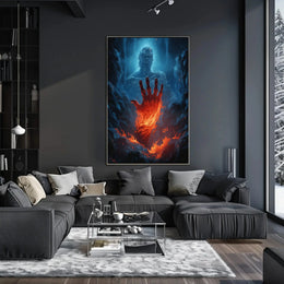 Fiery Transformation in Mythical Realm Sci-Fi Poster PosterGoat
