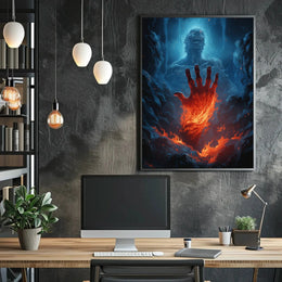 Fiery Transformation in Mythical Realm Sci-Fi Poster PosterGoat