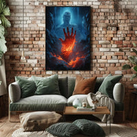 Fiery Transformation in Mythical Realm Sci-Fi Poster PosterGoat